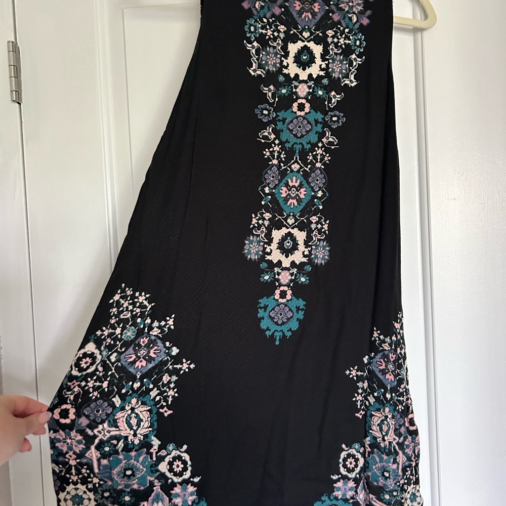 Ecote Black Dress with Pink and Teal Floral Design